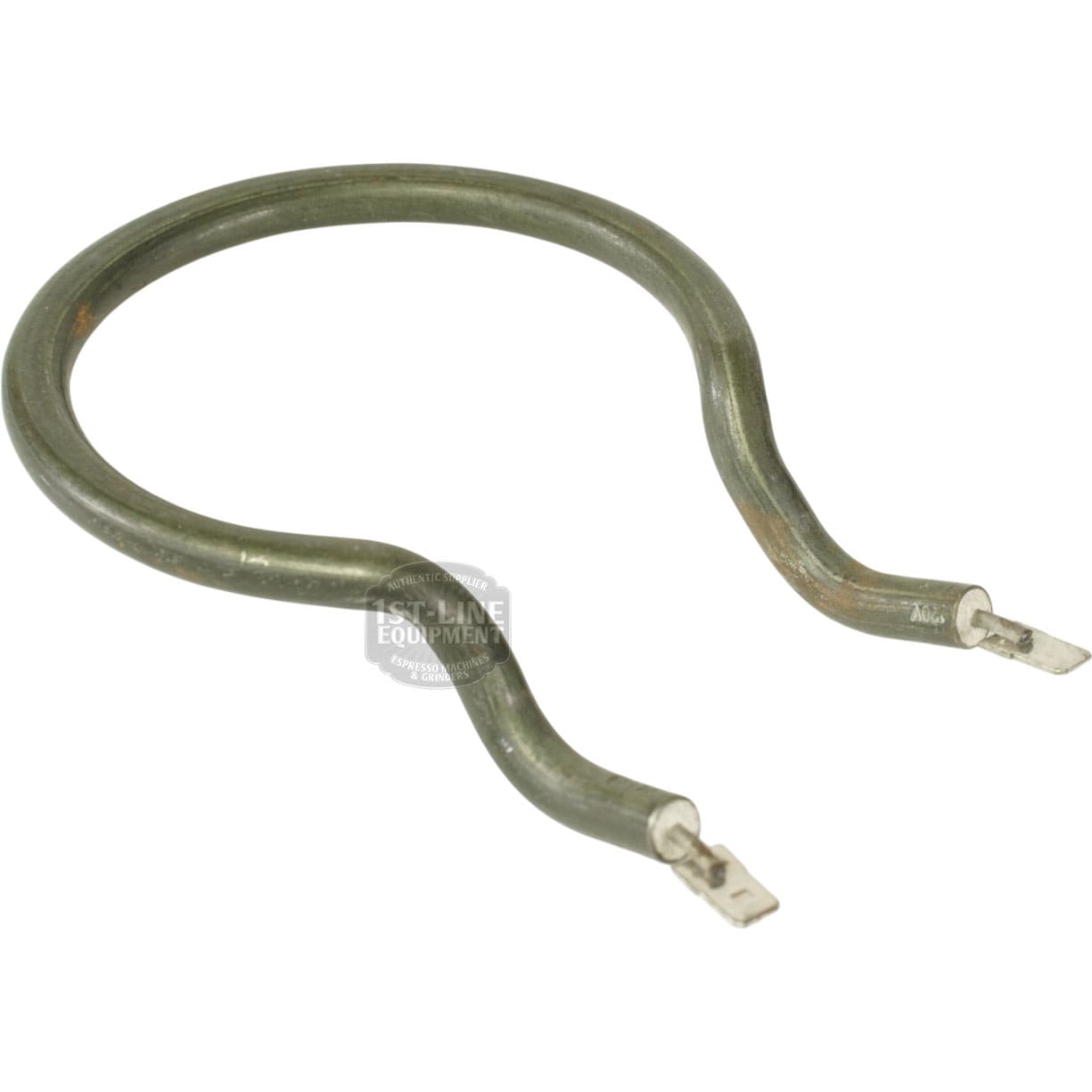 The Bunn 01142.0000 Warmer Heating Element is a circular metal unit with two flat connectors, designed for 120V, 130W use in appliances like ovens, grills, or compatible Bunn models. © 2025 1st-line.com