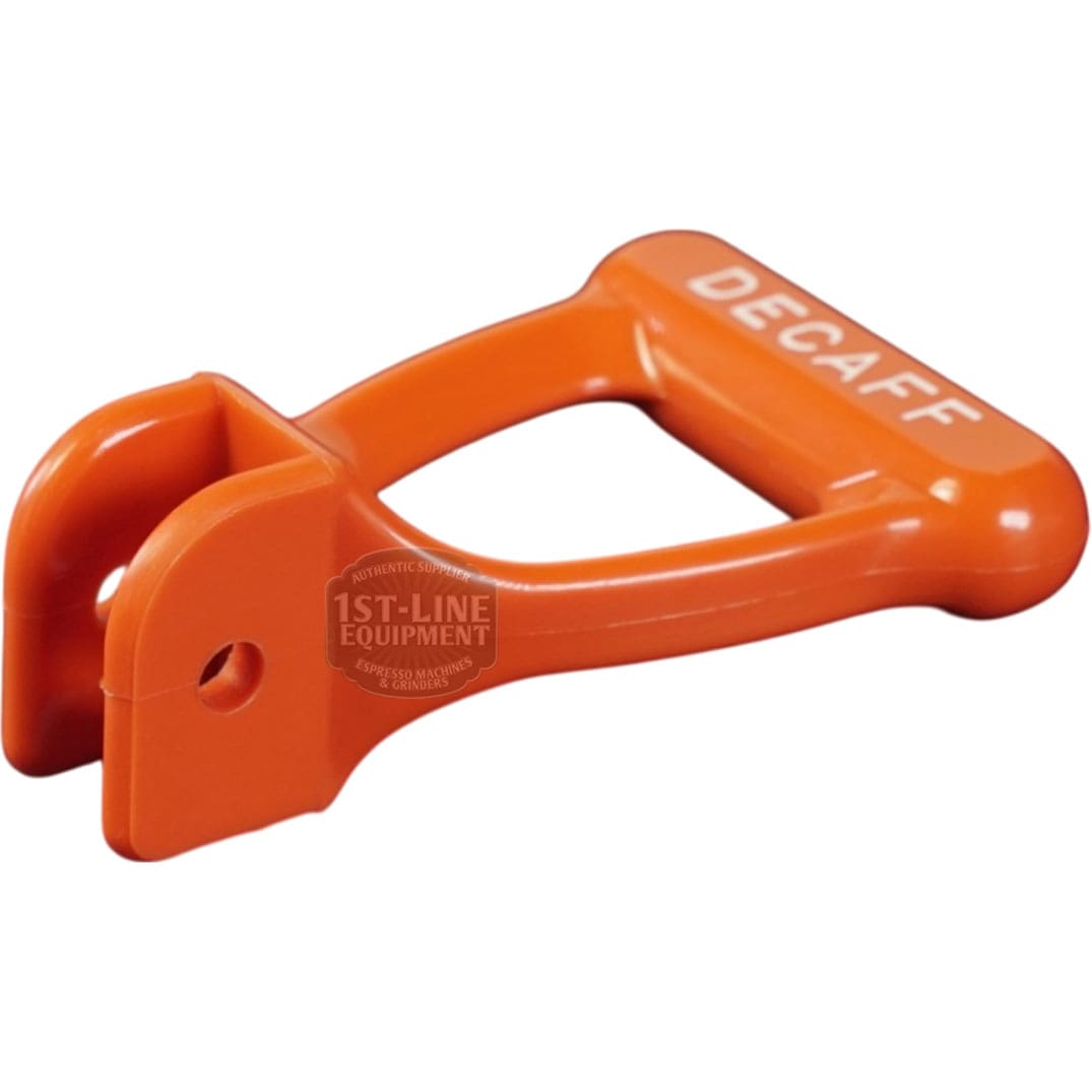 The Bunn 07101.0000 is an orange faucet handle labeled Decaff, designed to indicate decaffeinated coffee for Bunn machines; it does not include a pin. © 2025 1st-line.com