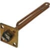 The Hatco R02.04.400.00 Element 4000W 208V is a metallic heating element with a rectangular mounting plate, two long looped copper rods, and an electrical connector with screws on one end. © 2025 1st-line.com