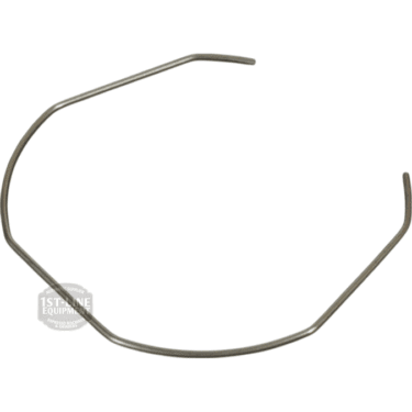 The Nuova Ricambi 612142 Stainless Steel Filter Locking Spring, 1.2mm in diameter, is a thin, bent wire shaped into an irregular open circle with both ends angled outward. © 2025 1st-line.com