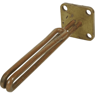 This copper heating element with a rectangular mounting plate (four holes) is designed for equipment such as water heaters or boilers, and is compatible with the Bunn 01091.1000 Tank Heater 120V 2500W. © 2025 1st-line.com