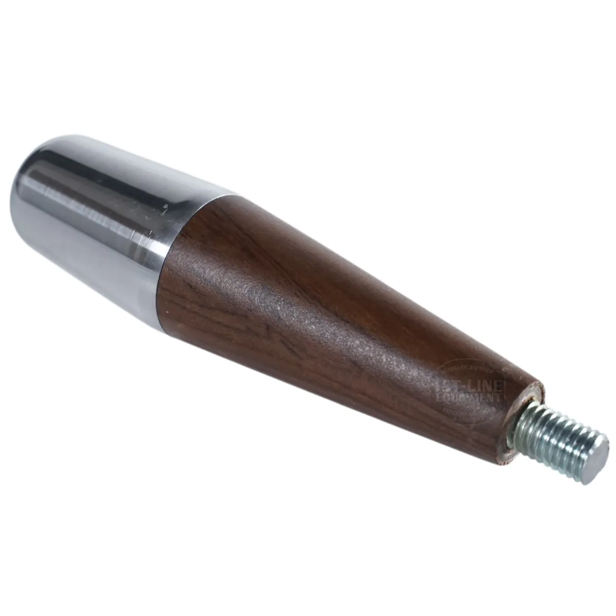 The ACS Vostok Handle/Knob Rosewood Wood Kit w/ Metal Tip is a tapered wooden and metal handle with a threaded bolt, designed as a replacement part for pool cues or similar equipment.