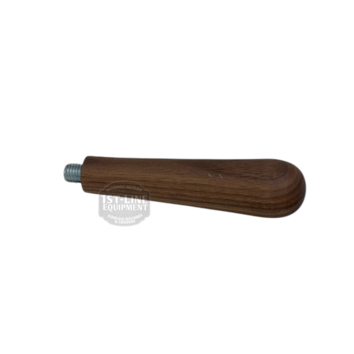 The ACS VOS0094 Walnut Portafilter Handle features a smooth finish, rounded end, and durable M12 metal threaded insert for secure attachment. © 2025 1st-line.com