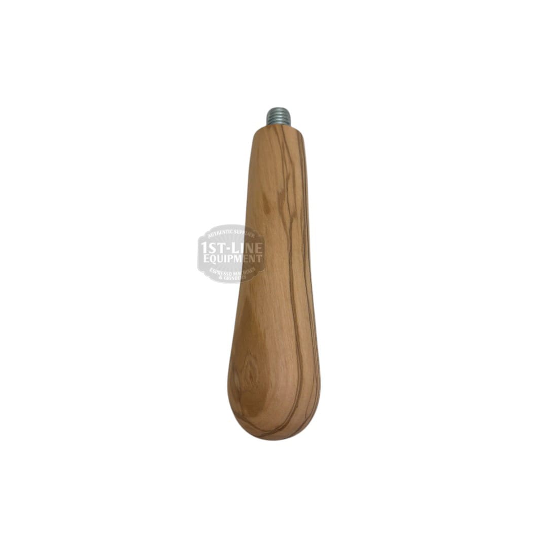 The ACS VOS0094/U Olive Portafilter Handle M12 features a smooth wooden finish with visible grain patterns and an M12 metal threaded end for easy attachment. © 2025 1st-line.com