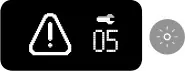 Digital dashboard display showing a warning triangle, wrench icon, the number 05, and a bright indicator light—similar to Lelit Bianca LCC Error Codes—suggesting a maintenance or service alert. 2025 1st-line.com