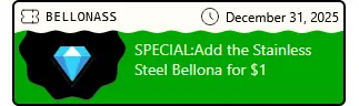 A digital coupon with a blue diamond icon, text reading BELLONASS, and the date December 31, 2025. It features a special offer: Add the Dual Boiler Espresso Machine for just $1.