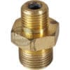 The VBM RACCP867 Fitting for Brass Wand Articulated Joint is a brass fitting with male threads on both ends and a hex center for tightening, displayed on a white background. The 1st-Line Equipment logo appears faintly on the joint.
