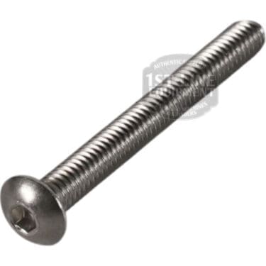 A Torre (VITE4010) Alfredo Side Body Screw TBEI M4x35 in stainless steel, featuring a round head and hex socket drive, is shown angled on a white background.