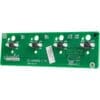 A Bellezza 95.05486 Bellona Touch Pad Board, dated 2021-03-18, features four black push buttons, several LEDs, labeled connector pins on a green PCB marked YZ-CRM3021-C V2; "1ST-LINE EQUIPMENT" watermark is visible.