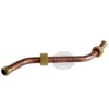 The Elektra 02744011 Left Group Upper Pipe for Belle Epoque 3 Group is a curved copper pipe with brass fittings on both ends, shown isolated on a white background.