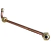 The Elektra 02747011 Left Group Lower Pipe for Belle Epoque 3 Group features copper construction with two hex brass fittings—one bent, one straight—ideal for plumbing or espresso machine connections.