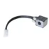 The Elektra 06322059 Grouphead Wired Coil 240V features a metallic solenoid with black braided wire and a white plastic connector, ideal for use in Elektra grouphead assemblies. Set against a white background.
