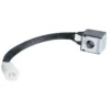 The Elektra 06323059 Solenoid Coil 115 Volts is a small electrical component with a black braided cable, a rectangular metal box on one end, and a white plastic connector on the other. Suitable for 115V systems.