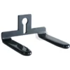 The Fiorenzato 900001045 AllGround Original Portafilter Fork is a black metal wall hook with two parallel, upward-angled prongs and a keyhole slot for easy mounting—ideal as a portafilter fork or tool holder.