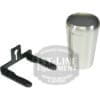 A Fiorenzato 900001877/R AllGround Sense Polished Cup & Fork Kit with “AllGround” branding is displayed next to a black metal fork mounting bracket on a white background. The image features a 1st-Line Equipment watermark.