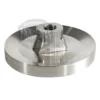 The Fiorenzato 400000072 55mm Tamping Disc features a threaded center hole and smooth circular base, shown on a white background with the faint 1st-line Equipment logo. Perfect for Fiorenzato espresso setups.