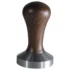 The Torre TAMP0003 58mm Tamper features a wooden handle and stainless steel base, standing upright on a white background to blend style and function for perfect espresso preparation.